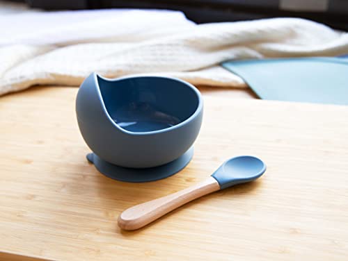 Silicone Bowl and Spoon Set (Blue)