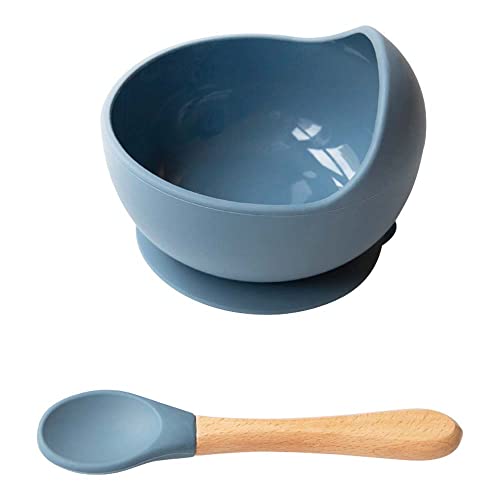 Silicone Bowl and Spoon Set (Blue)