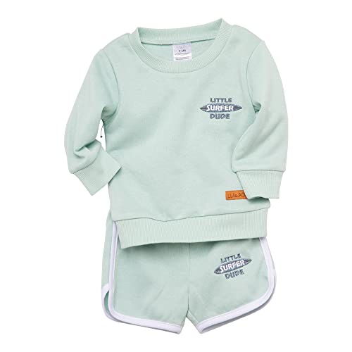 French Terry pull over set (Green, Little surfer dude)