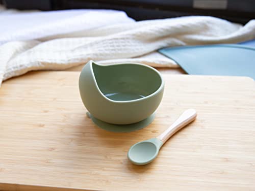 Silicone Bowl and Spoon Set (Green)