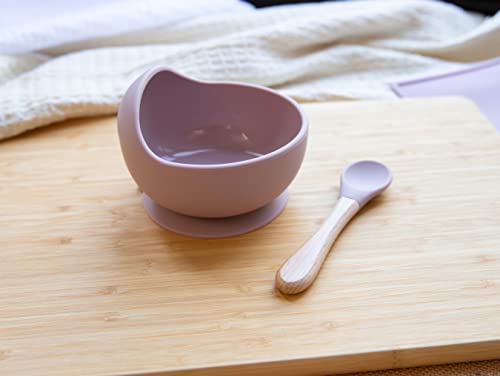 Silicone Bowl and Spoon Set (Mauve)