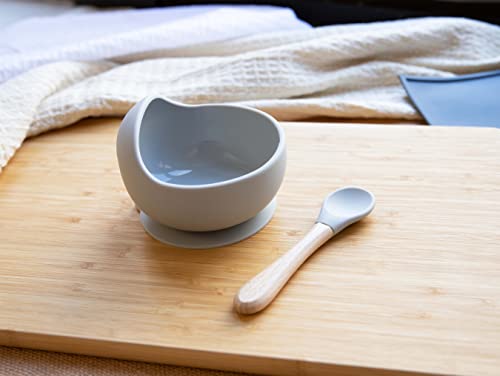 Silicone Bowl and Spoon Set (Grey)