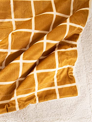 Minky Blanket (Mustard With White Grid)