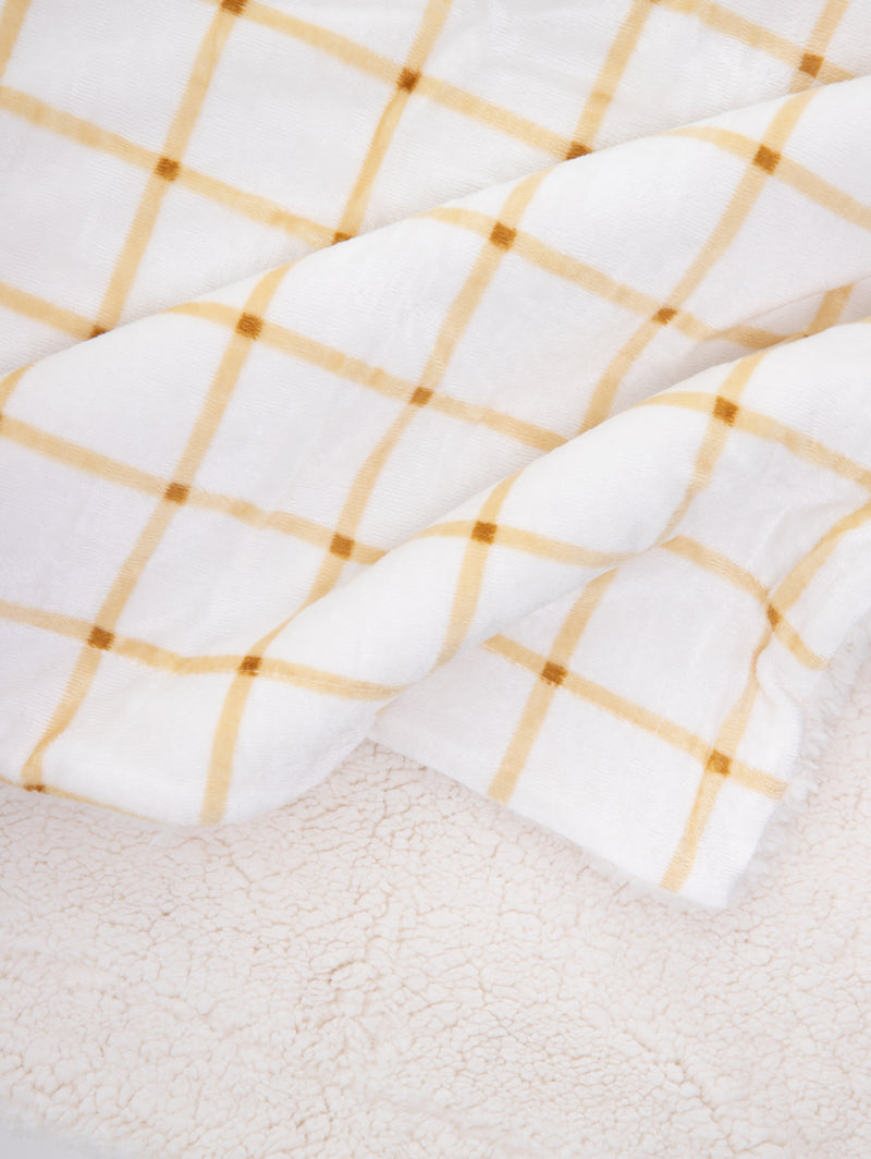 Minky Blanket (White With Mustard Grid)