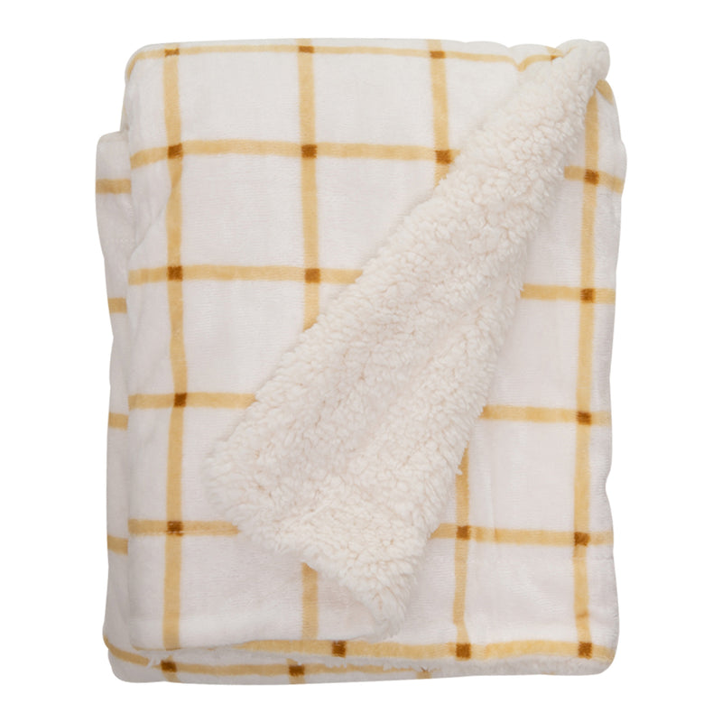 Minky Blanket (White With Mustard Grid)