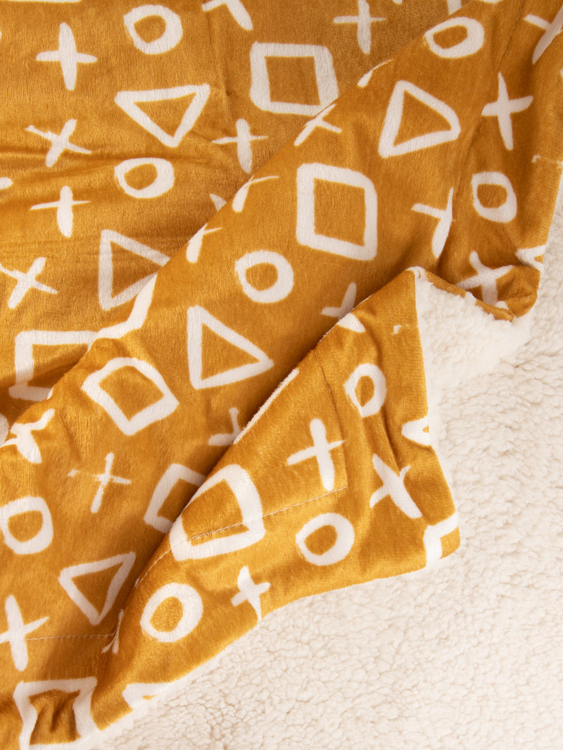 Minky Blanket (Gold With Symbols)