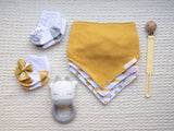 Bandanna Bib and Socks Set (Mustard Yellow/Floral)