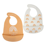 Silicone Bibs  (Peach & White)