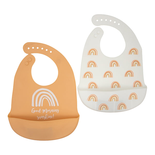 Silicone Bibs  (Peach & White)