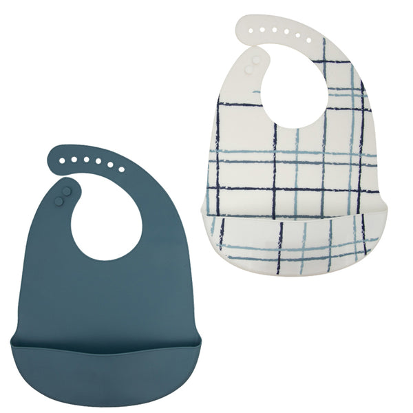 Silicone Bibs (Blue & White)