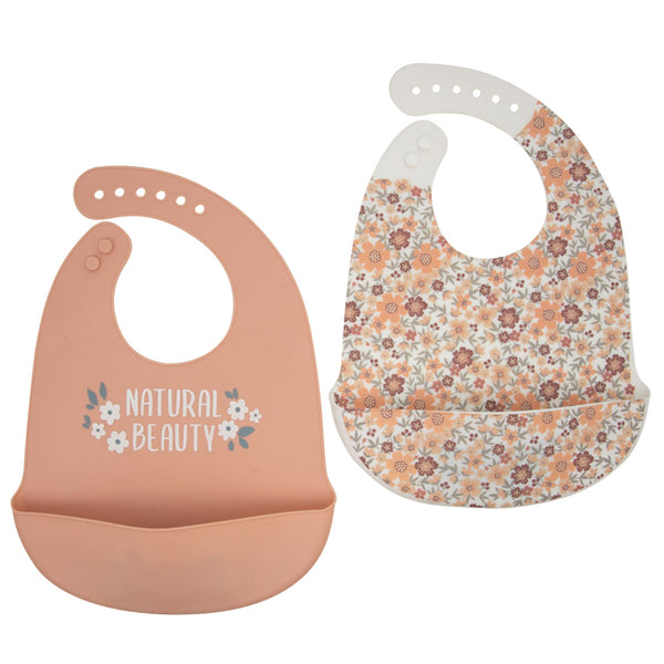Silicone Bibs (Pink and Floral)