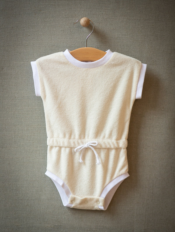 French Terry Romper & Headband Set (Light Yellow)