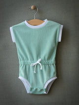 French Terry Romper & Headband Set (Sage)