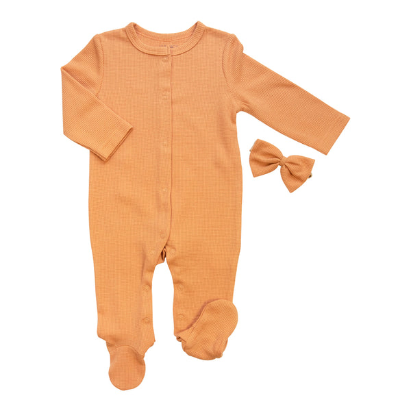 Waffle Pajama & Headband Set (Orange)