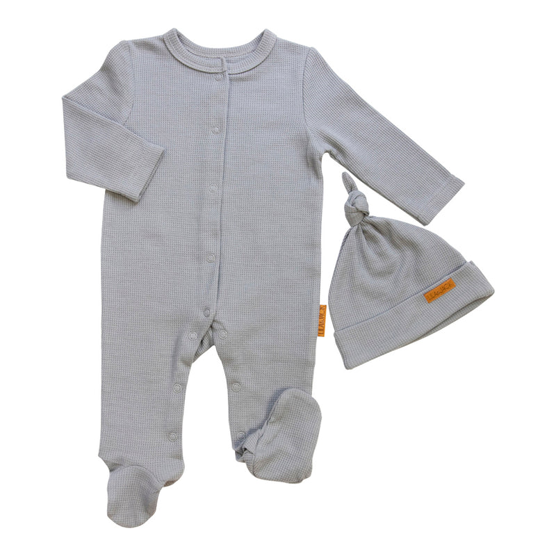 Waffle Pajama & Beanie Set (Gray)