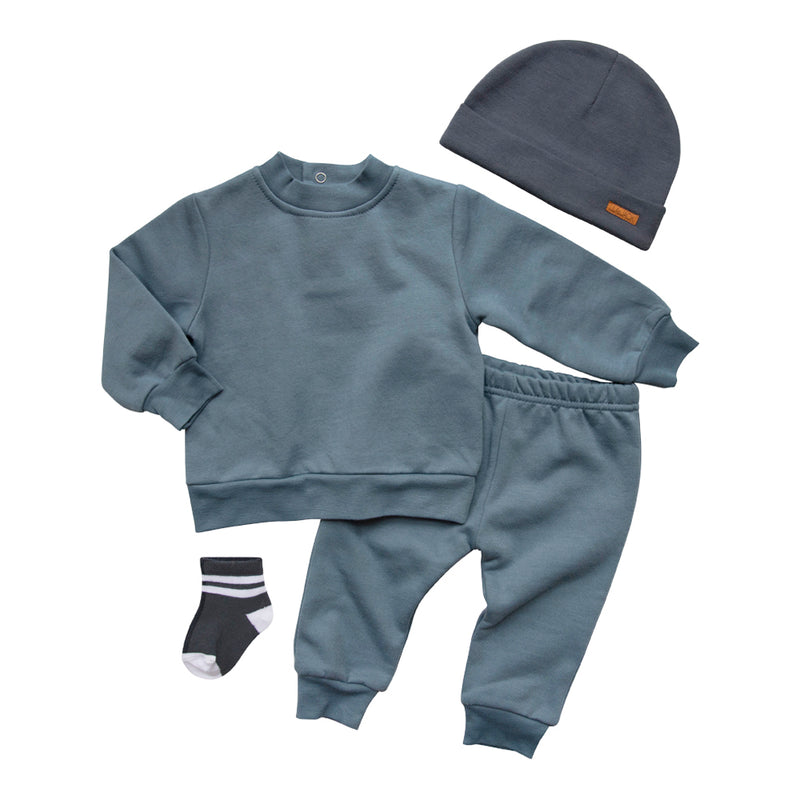 Influencer Sweat Suit & Beanie Set (Blue)