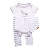 Short Sleeve Pants Set  (White/Gray with Dinosaur)