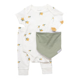 Short Sleeve Pants Set (White/Dark Green)