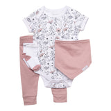 Short Sleeve Pants Set  (White/Pink Floral)