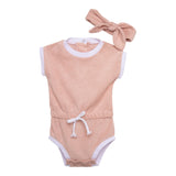 French Terry Romper & Headband Set (Pink)