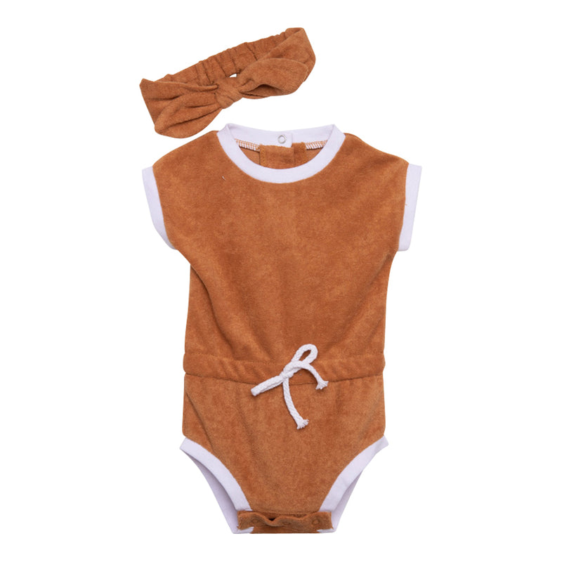 French Terry Romper & Headband Set (Sunset)