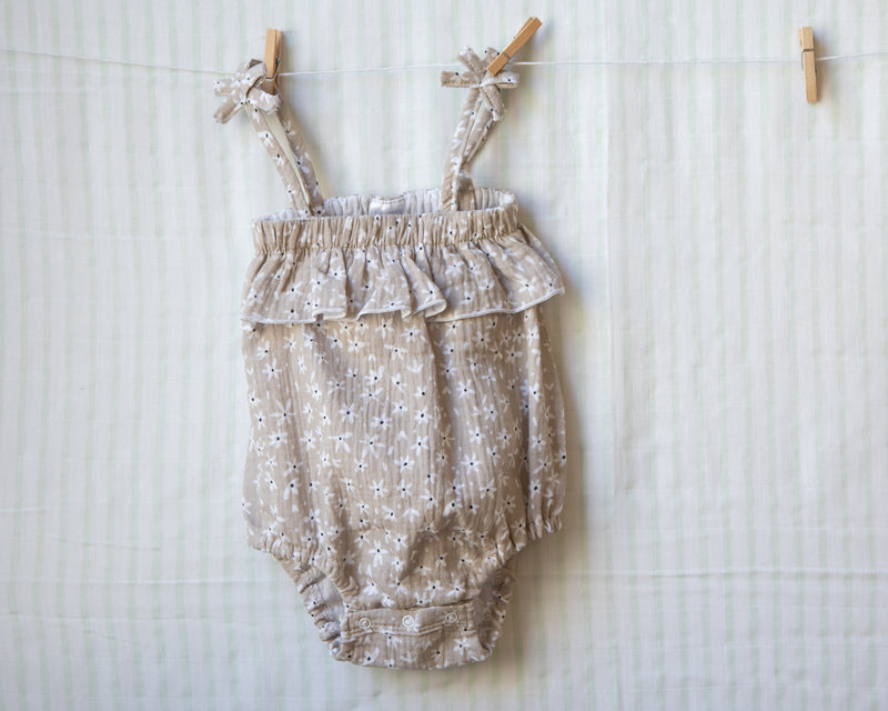 Romper & Headbands Set (Taupe Floral)