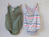 Muslin Romper Set (Green/Multi Stripe)