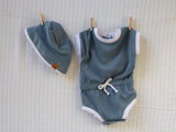 French Terry Romper & Headband Set (Blue)