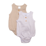 Muslin Romper Set (Taupe/Taupe Stripe)