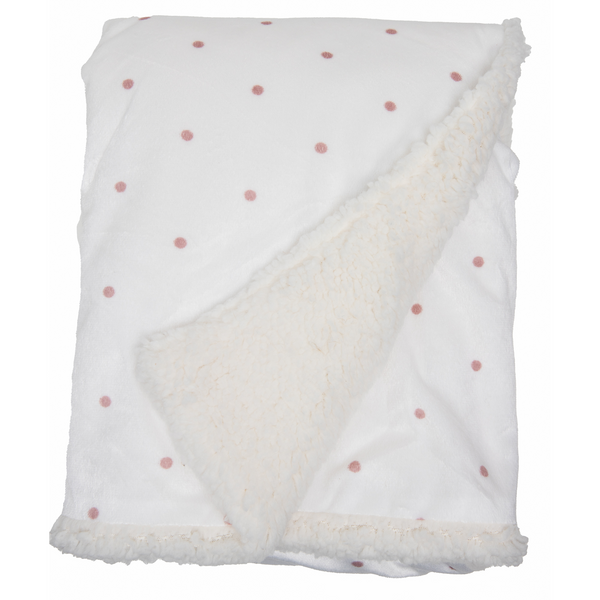 Minky Blanket (White With Pink Dots)