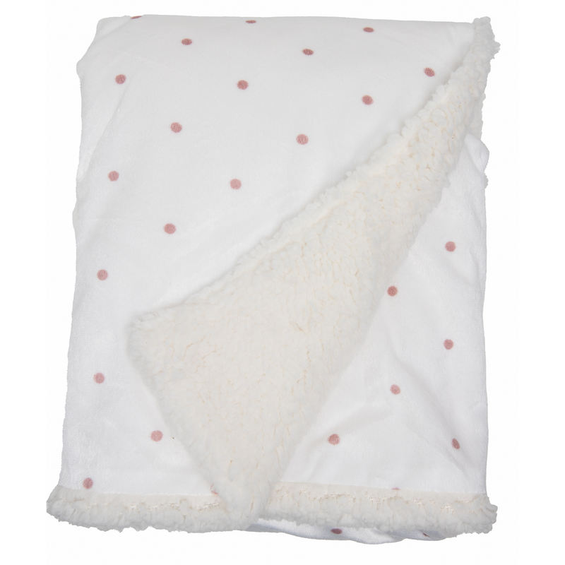 Minky Blanket White With Pink Dots Lilaandjack