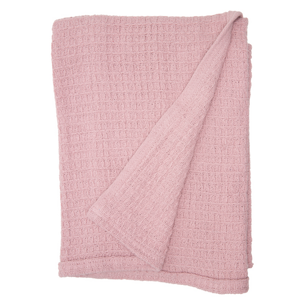FRESHFOLDS Pink 100% Cotton King Lightweight Waffle Weave Blanket