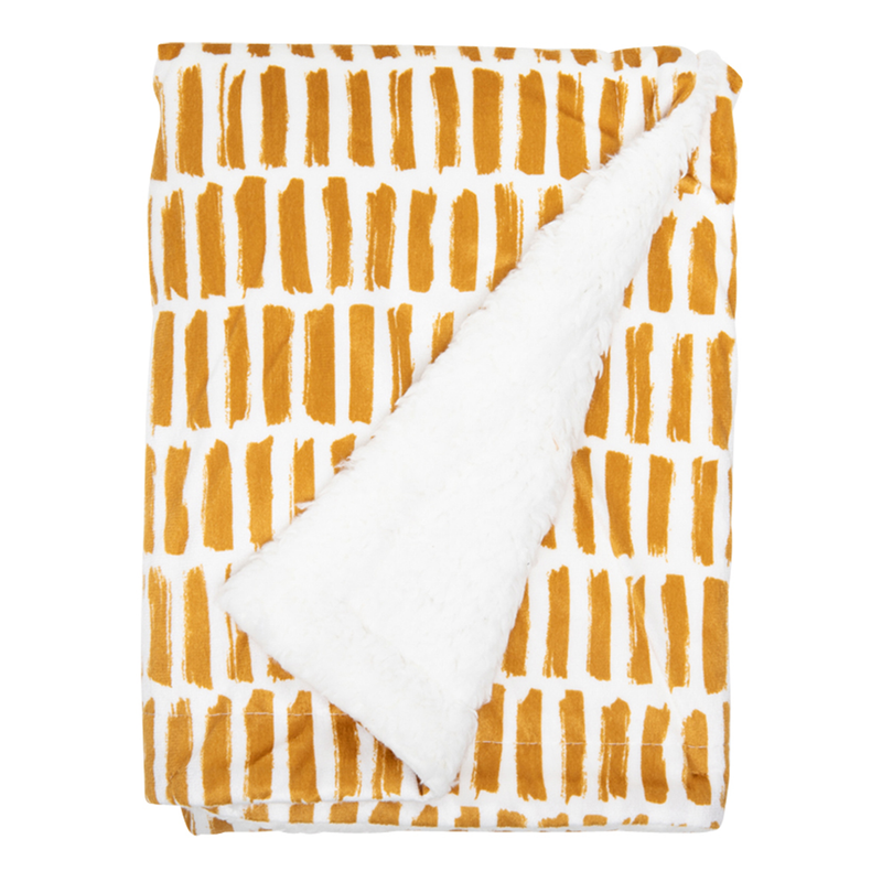 Minky Blanket (White With Gold Bricks)